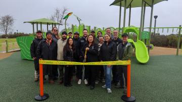 Ribbon cutting for new playground at Wieder Regional Park.