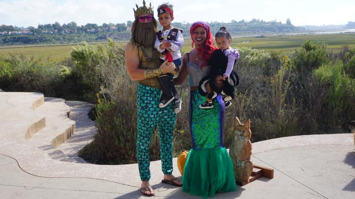 Family in costumes at Boo at the Bay