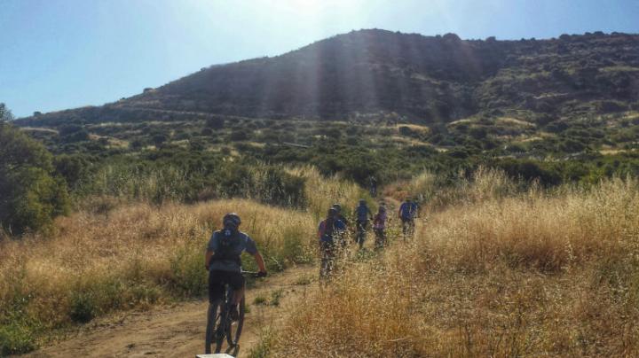 biking up trail