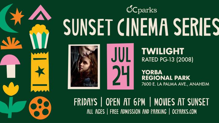 2026 Sunset Cinema Series Twilight event on July 24 at Yorba Regional Park