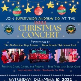 2022 Christmas Concert at Mile Square Regional Park. Saturday, 12/10/22