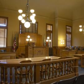 The Historic Courtroom with original Judge's Bench, Jury Box and other courtroom furniture from 1901.