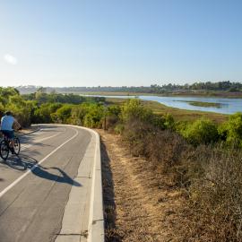 Biking at Upper Newport Bay.