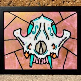 Faux stained glass skull