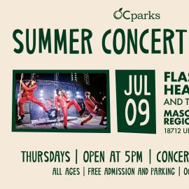 2026 Summer Concert Series Flashback Heart Attack event on July 9 at Mason Regional Park.