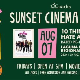 2026 Sunset Cinema Series 10 Things I Hate About You event on August 7 at Laguna Niguel Regional Park