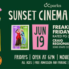2026 Sunset Cinema Series Freakier Friday event on June 19 at Ted Craig Regional Park