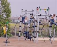 Children playing on a jungle gym