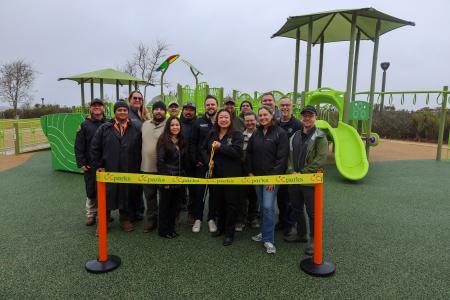 Ribbon cutting for new playground at Wieder Regional Park.