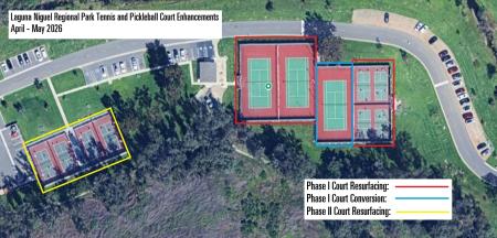 Laguna Niguel Regional Park tennis and pickleball improvements map.
